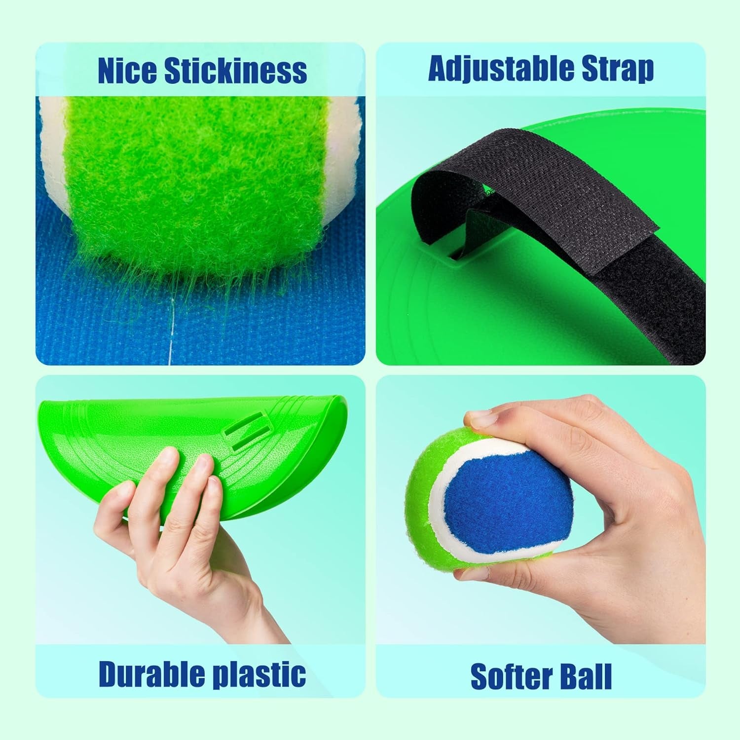 Upgraded Toss and Catch Ball Game Set, Kids Toy Stocking Stuffers for Boys Girls Ages 3-12, Includes 2 Paddles 2 Sticky Balls, Water-Resistant Indoor Outdoor Toy for Beach Pool Yard