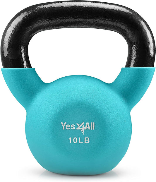 Kettlebell, 5-65 LB Neoprene Coated Cast Iron Kettlebells, Wide Grip Handle & Flat Bottom for Swings, Squats, Deadlifts, Push Ups & Full Body Training at Home Gym - Single & Set