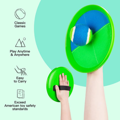 Upgraded Toss and Catch Ball Game Set, Kids Toy Stocking Stuffers for Boys Girls Ages 3-12, Includes 2 Paddles 2 Sticky Balls, Water-Resistant Indoor Outdoor Toy for Beach Pool Yard